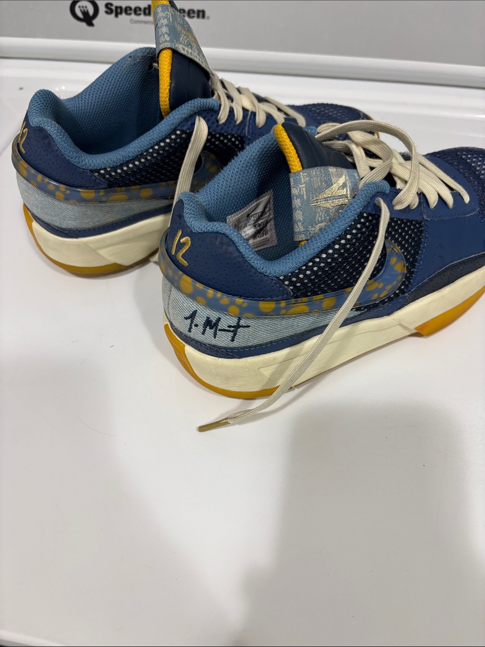 Kids Ja Morant Navy Blue & Yellow Athletic Sneakers